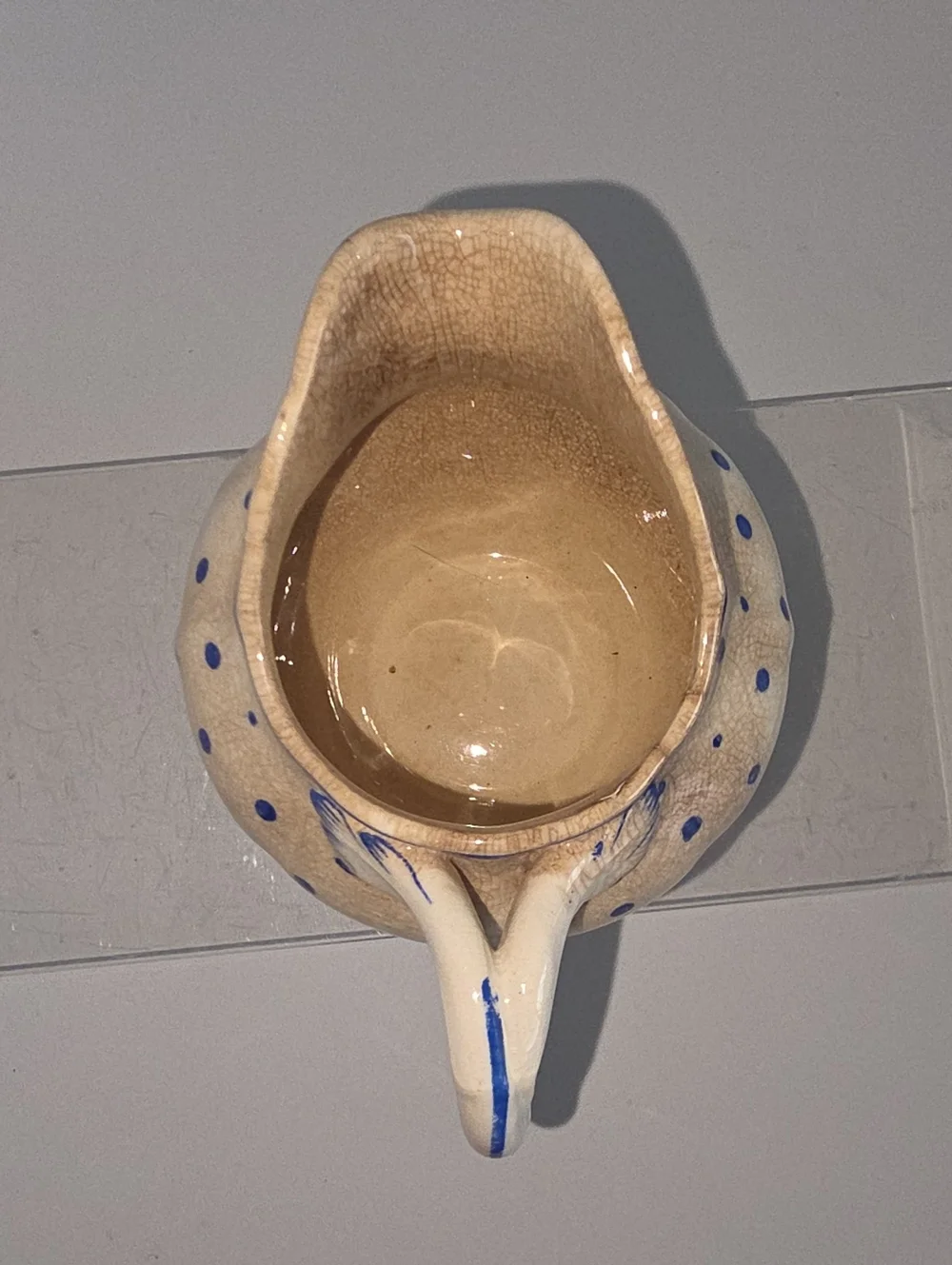 Vintage 1950's Copeland Spode Pitcher Polka Dot Pattern Blue Creamer England
